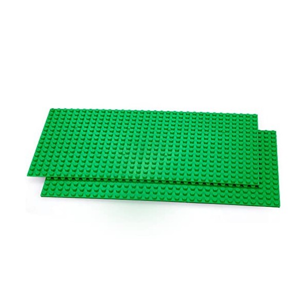 fantifant Lot de 2 plaques de construction pour blocs de construction - Vert prairie - 255 x 128 x 3 mm - 16 x 32 picots - No