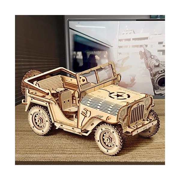 OUSIKA Puzzle 3D for Enfants et Adultes – Kit de modèle mécanique de Voiture Big SUV – Kits de modèles en Bois for Adultes – 