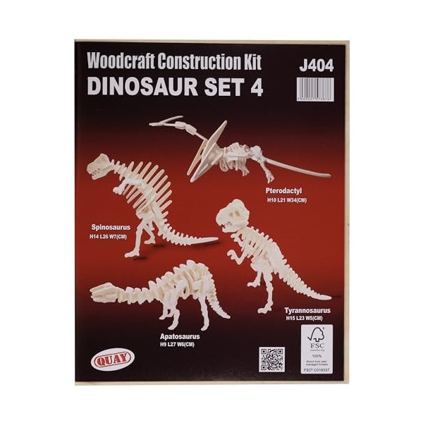 Quay Kit de Construction en Bois 4 Dinosaures FSC