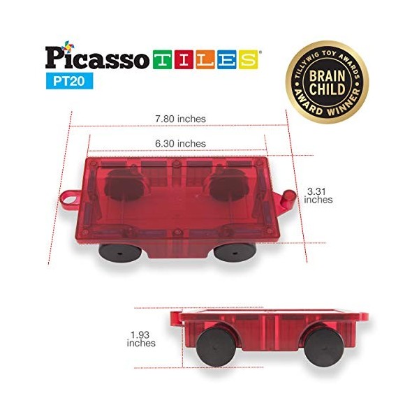 PicassoTiles 2 pièces Voiture Camion Construction Kit Jouet Ensemble véhicule Aimant éducatif tuile de Construction Blocs mag