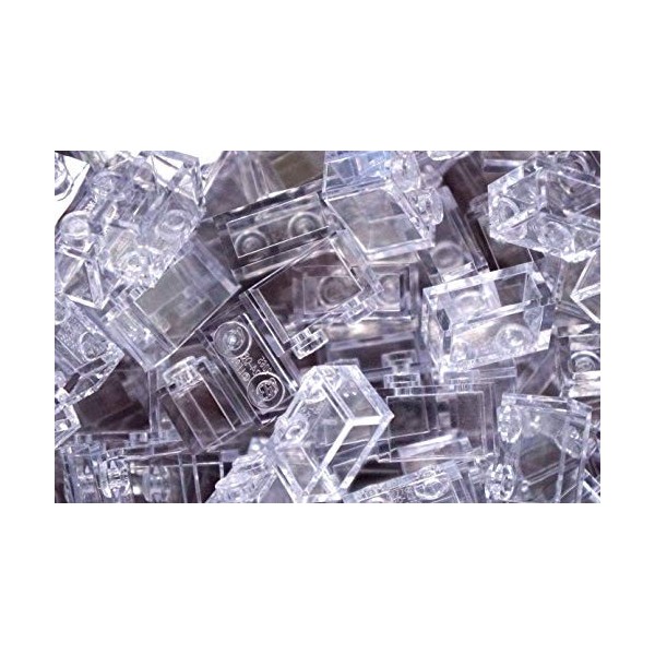 Lego Building Accessories 1 x 2 Clear Transparent Brick without Pin, Bulk - 50 Pieces per Package by LEGO