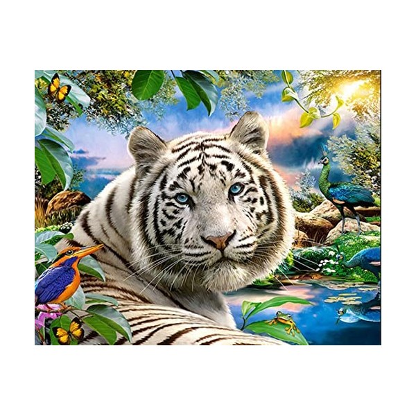 YJPZZG Puzzle Unique De 5000 PièCes Tigre Blanc Puzzles en Bois pour Adultes,Puzzle 3D Jeu DéCoration De Collection De Jeux D