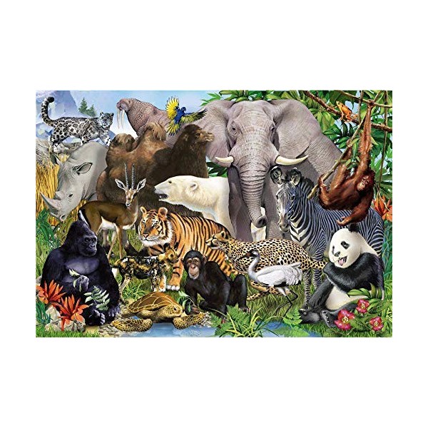 Grand puzzle en bois pour adultes, grands puzzles animaux dans la forêt profonde. 6000 pièces
