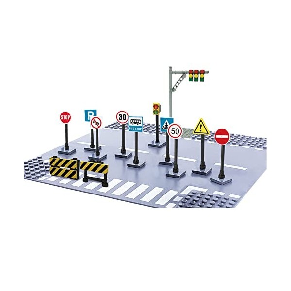 Jeu de panneaux de signalisation de rue pour panneaux de construction, blocs de construction, jouets de feux de circulation, 