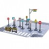 Jeu de panneaux de signalisation de rue pour panneaux de construction, blocs de construction, jouets de feux de circulation, 