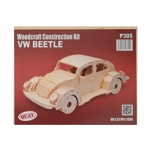 Quay- VW Beetle Woodcraft Construction Kit, P305, Marron