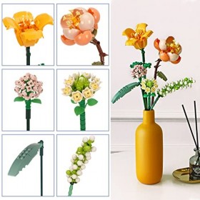 OUYANKA Bouquet de Fleurs, Jeu de Briques de Fleurs Blocs de Construction Fleurs Artificielles Jouets de Construction DIY pou