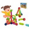 Locisne 36 Pièces Bloc Construction Magnetique, Créer LImagination Infinie 3D Colorés Jouets, 2D Montessori Jeux Éducatifs, 