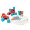 Budding Bear Jeux de Logique Enfant - 30 Cubes de Couleurs + 57 Cartes Motifs a Reproduire - Cubes en Bois 100% Naturel et Éc