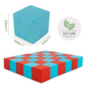 Budding Bear Jeux de Logique Enfant - 30 Cubes de Couleurs + 57 Cartes Motifs a Reproduire - Cubes en Bois 100% Naturel et Éc