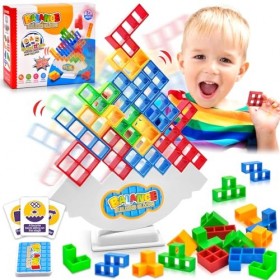 Tetra Tower Balance Toys, Blocs de Construction Tetris, Jouet Déquilibre Pour Enfant Swing Stack Déquilibre, Montessori Blo