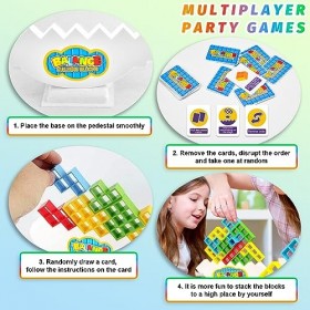 Tetra Tower Balance Toys, Blocs de Construction Tetris, Jouet Déquilibre Pour Enfant Swing Stack Déquilibre, Montessori Blo