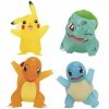 Pokemon PKW2798 Battle Lot de 4 Figurines translucides avec Pikachu, Charmander, Bulbasaur, écureuil, détails Authentiques, A