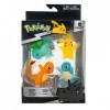 Pokemon PKW2798 Battle Lot de 4 Figurines translucides avec Pikachu, Charmander, Bulbasaur, écureuil, détails Authentiques, A