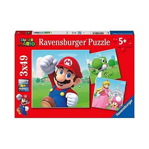 Ravensburger - Puzzle Enfant - Puzzles 3x49 p - Super Mario - Dès 5 ans - 05186