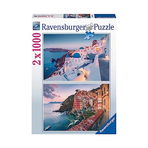 Ravensburger - 2 x Puzzle 1000 pièces - Italie et Grèce - 80714 - Pour adultes et enfants dès 14 ans - Premium Puzzle de qual