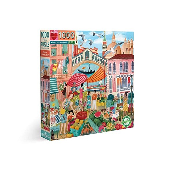 eeBoo Paris in a Day rectangulaire pour Adulte, Redécouvrez Travers 1000 pièces-Puzzle Dimension 61 x 46 cm, PZTPD2, Black