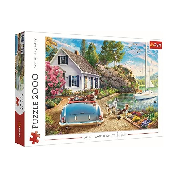 Trefl 2000 pièces Chiens, Été, Voilier, DIY Moderne, Divertissement Créatif, Amusant, Puzzles Classiques avec Animaux, pour A