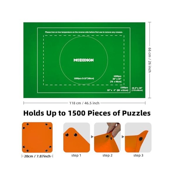 Tapis à Puzzle Roulant T TOOYFUL - Pour Puzzles Jusqu'à 3000 Pièces, En Feutre écologique, Dimensions ~99x150 Cm, Facile à Ranger Et Transporter