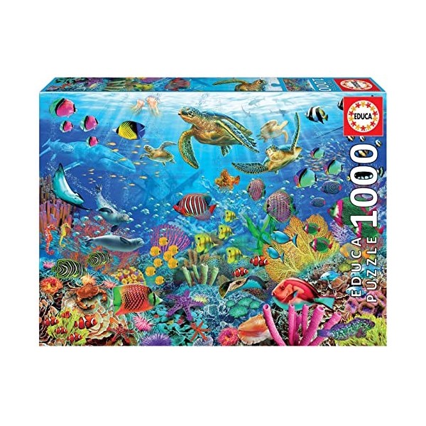 Educa - Tortues au Paradis | Puzzle de 1000 pièces | Mesure approximative: 68 x 48 cm | Inclut Fix Puzzle pour accrocher Le P