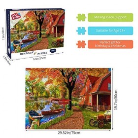 Puzzle de 1000 pièces, puzzle pour adultes, puzzle impossible, puzzle coloré, jeu de ponts coloré, cabane dautomne, puzzle p