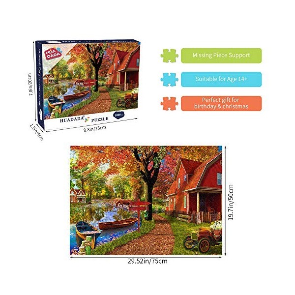 Puzzle de 1000 pièces, puzzle pour adultes, puzzle impossible, puzzle coloré, jeu de ponts coloré, cabane dautomne, puzzle p