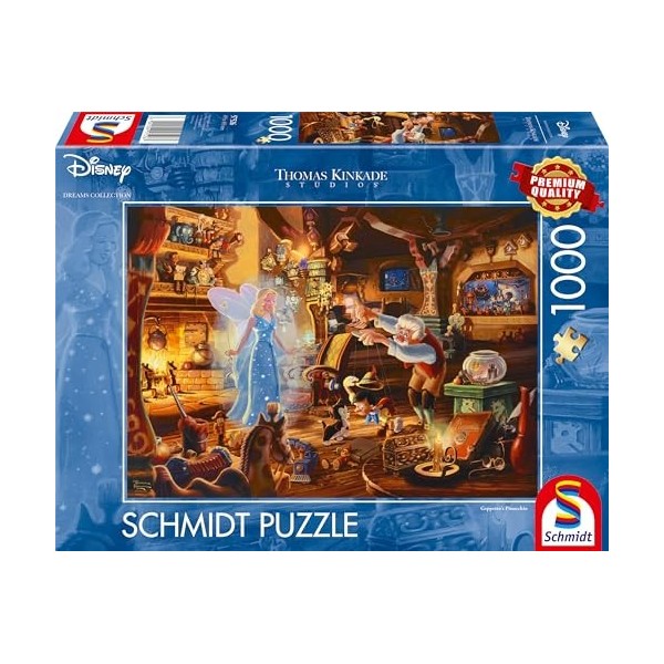 Schmidt Spiele 57526 Thomas Kinkade, Disney, Pinocchio de Geppetto, Puzzle 1000 pièces, Black, Taille Unique