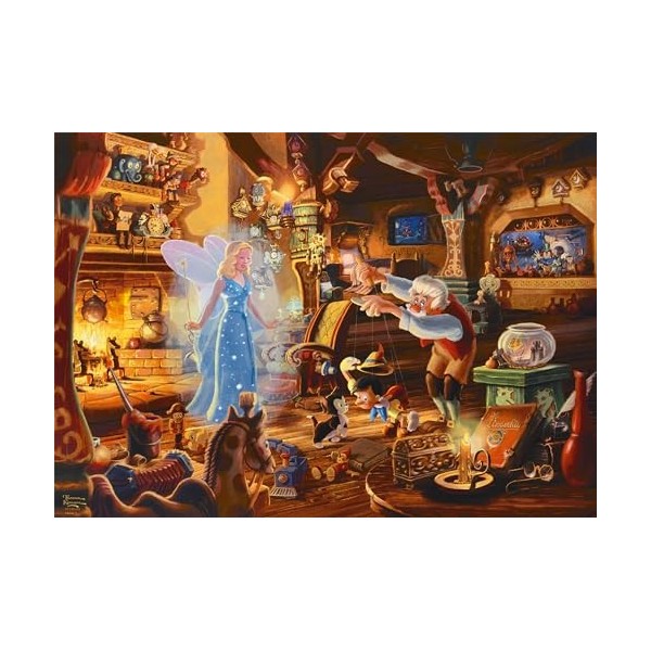 Schmidt Spiele 57526 Thomas Kinkade, Disney, Pinocchio de Geppetto, Puzzle 1000 pièces, Black, Taille Unique