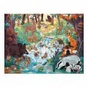 Janod - Puzzle Cherche et Trouve les Empreintes - Puzzle Carton Animaux de la Forêt - 81 Pièces et 15 Jetons Recto/Verso - En