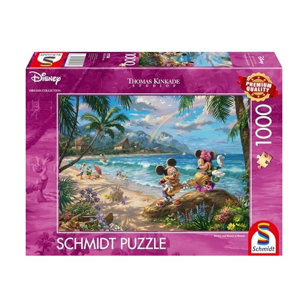 Schmidt Spiele 57528 Thomas Kinkade, Disney, Mickey Et Minnie à Hawaï, Puzzle 1000 Pièces, Multicolore, Taille Unique Exclusi