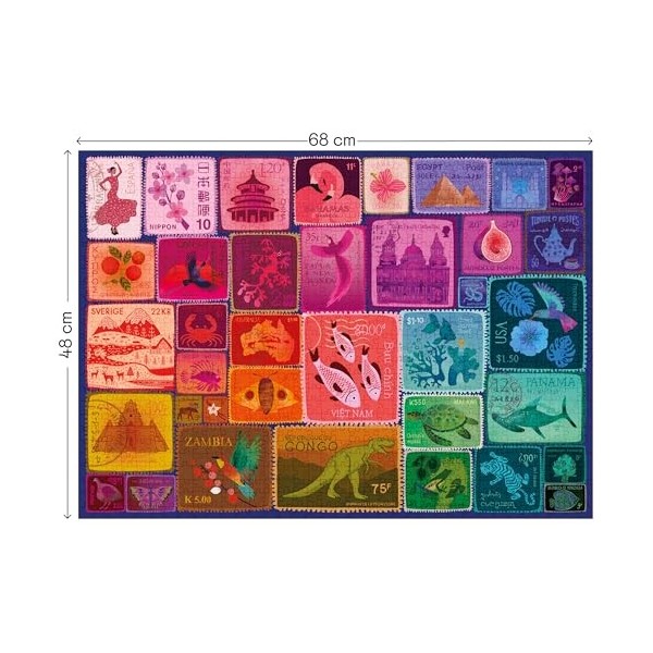 Elena Essex Puzzles 1000 Pieces pour Adultes - Collection de Timbres | Puzzle | Puzzles pour Adultes 1000 | Puzzle dégradé Ar