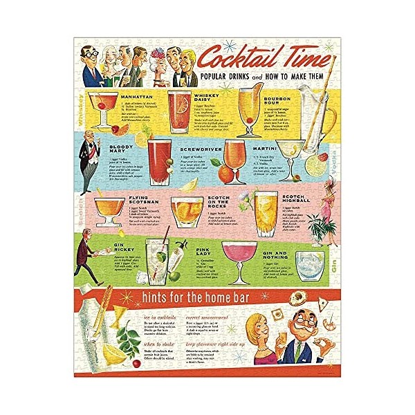 Cavallini 1000 Piece Puzzle, Vintage Cocktails PZL/Bar 