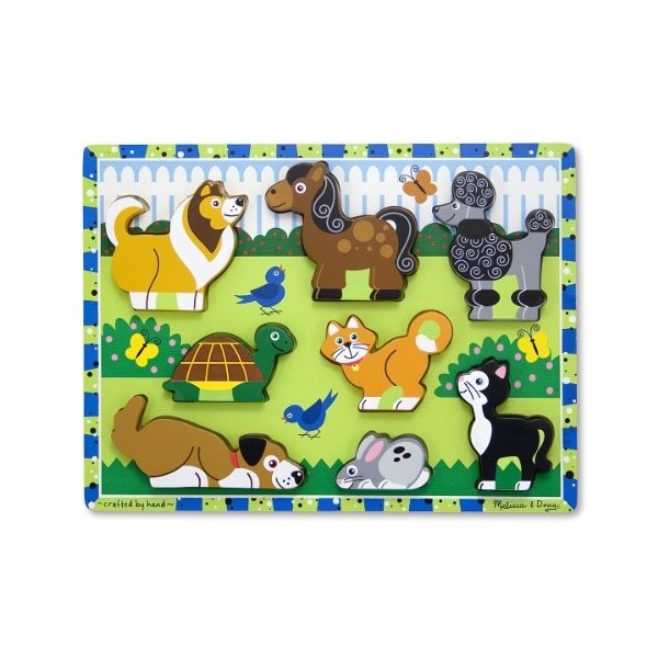 Melissa & Doug Puzzle À Grosses Pièces En Bois Animaux De Compagnie, Cadeau pour enfants de 2 3 4 ans, Jouets déveil et 1er 