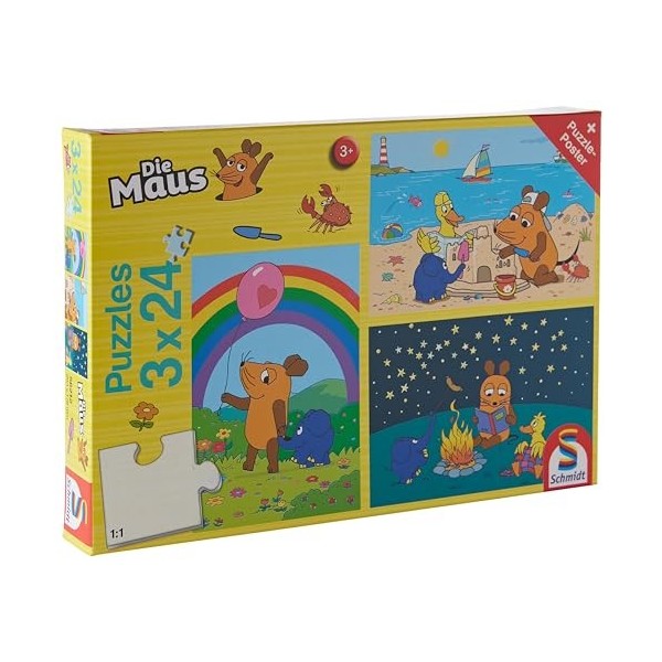 Schmidt Spiele- Sendung Mit Der Maus Puzzle Les Souris Bons Amis 3 x 24 Pièces, 56212