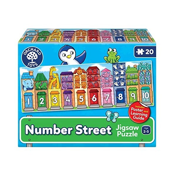 Orchard Toys Number Street Jigsaw Puzzle, 20-Piece 1-20 Educational Puzzle, Perfect for Kids Age 2-5, Educational Toy