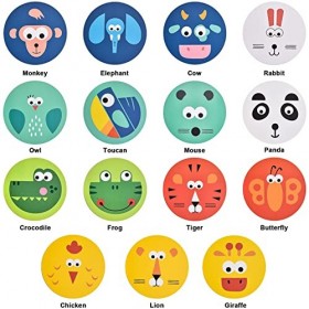 2 IN 1 Jouet Tour de Blocs Empilables en Bois avec 42 Blocs Animaux Jeux à Empiler Jeux de Société Puzzles en Bois Jeux Const