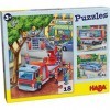HABA Police Pompiers-18-15-12 pièces-3 Motifs-Jeu dassemblage-Puzzle pour Enfant-3 Ans, 302759