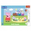 Trefl, Jolly Train-Puzzles Tout-Petits, 15 Grandes Pièces, Cadre et Plateau Rigide, avec Les Personnages de Peppa Pig, pour L