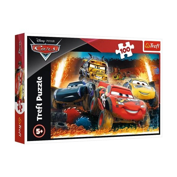 Trefl-100 Pièces pour Enfants à partir de 5 Ans Puzzle, TR16358, Course Extrême Voitures Disney