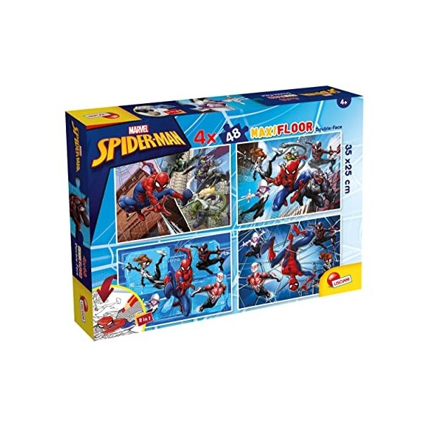 Liscianigiochi- Marvel Puzzle DF, 99634, Rompecabezas de Doble Cara M-Plus 60 Spiderman