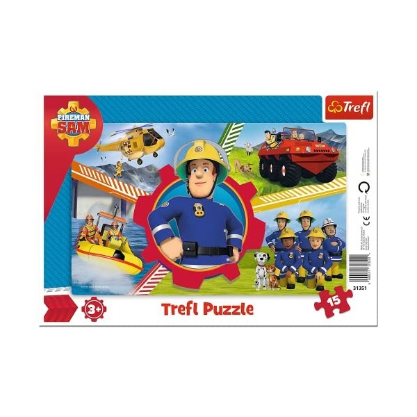 Trefl- Sam Le Pompier, 15 Pièces, pour Enfants à partir de 3 Ans Puzzle, 31351, Coloured