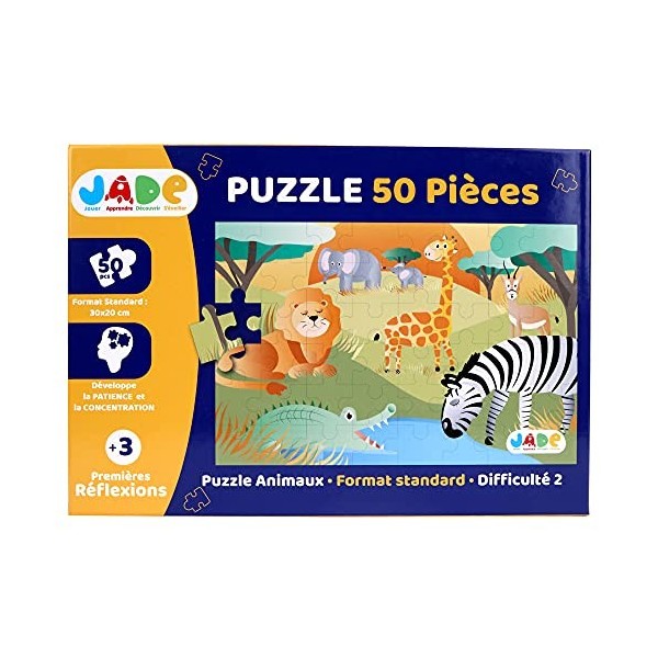 J.A.D.E - Puzzle Animaux De La Jungle - Jeu Educatif - Premiere Réfléxions - 053316-50 Pièces - Multicolore - Carton - Design