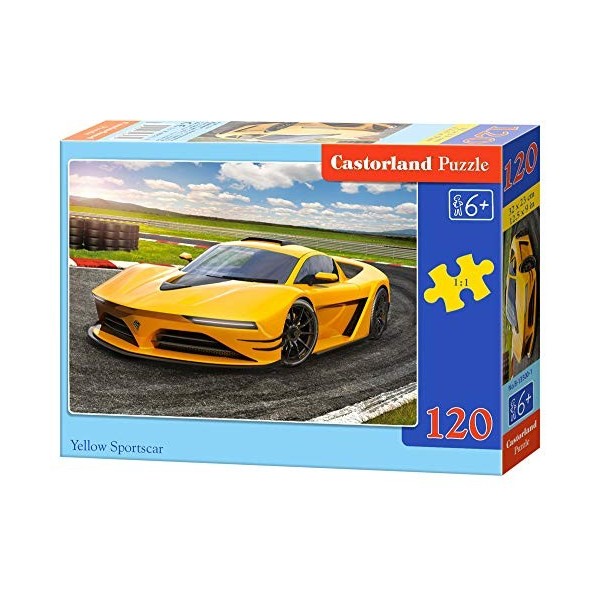 Castorland- Yellow Sportscar, Puzzle 120 Teile, B-13500-1, coloré