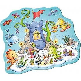 HABA 305466 Feux Scintillant – Puzzle Party XL à partir de 3 Ans avec 20 pièces avec Motif Dragon et Paillettes, entraîne la 