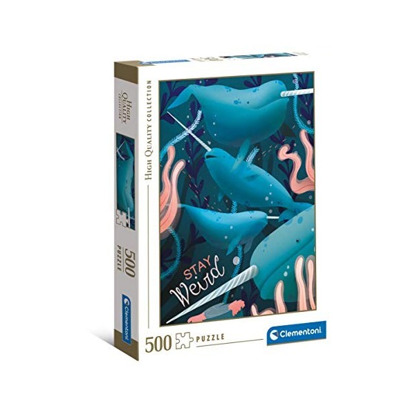 Clementoni- Animals Fantastic Animals-Narval-500 pièces-Puzzle Adulte-fabriqué en Italie, 35099, Cranberry