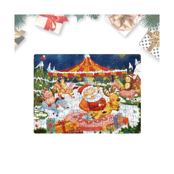 Frifer Puzzles du Père Noël, Grand Puzzle de souhaits de Noël du Père Noël, Grand Puzzle de décoration dhiver en Forme de pè