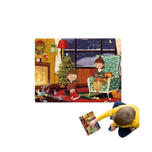 Frifer Puzzles du Père Noël, Grand Puzzle de souhaits de Noël du Père Noël, Grand Puzzle de décoration dhiver en Forme de pè