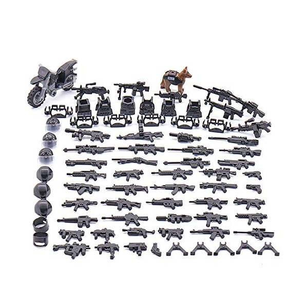 CALEN Weapon Accessories Ensemble de blocs de construction SWAT WW2, armes et équipement frontier, compatible avec les mini f