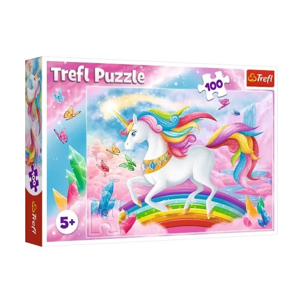 Trefl cristallin 100 Pièces Puzzle, Taille Unique, TR16364, dans Le Monde de Cristal des Licornes, Kristallwelt der Einhörner