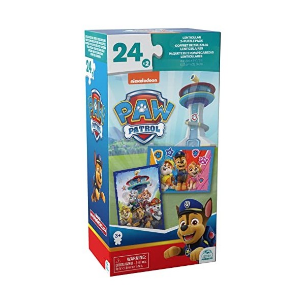 LA PAT PATROUILLE - Puzzle Paw Patrol - Boite Avec 2 Puzzles Effet Lenticulaire - Décor Chiots De La Pat’Patrouille - Jeu de 